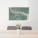 24x36 Houghton Michigan Map Print Lanscape Orientation in Afternoon Style Behind 2 Chairs Table and Potted Plant