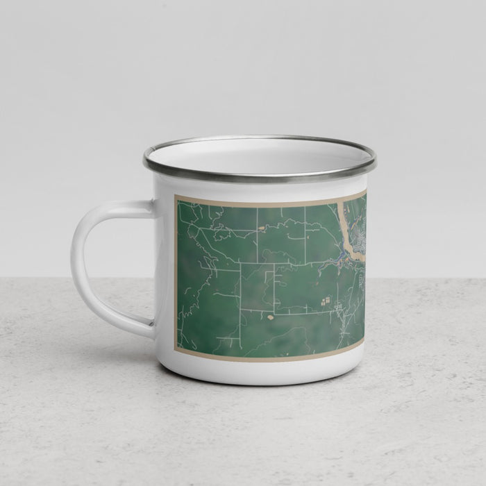 Left View Custom Houghton Michigan Map Enamel Mug in Afternoon