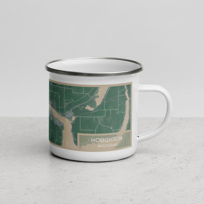 Right View Custom Houghton Michigan Map Enamel Mug in Afternoon