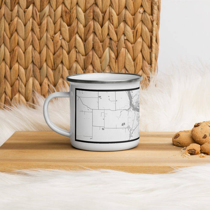 Left View Custom Houghton Michigan Map Enamel Mug in Classic on Table Top