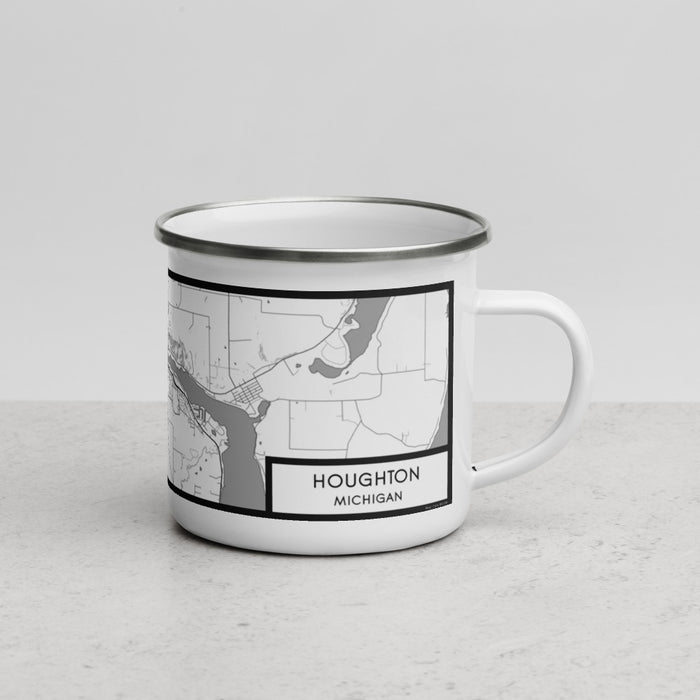 Right View Custom Houghton Michigan Map Enamel Mug in Classic