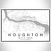 Houghton Michigan Map Print Landscape Orientation in Classic Style With Shaded Background