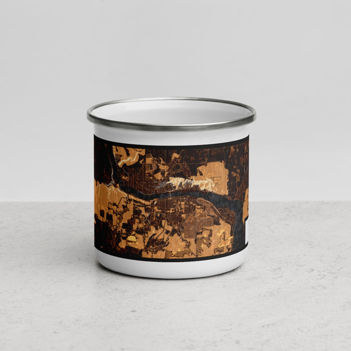 Front View Custom Houghton Michigan Map Enamel Mug in Ember