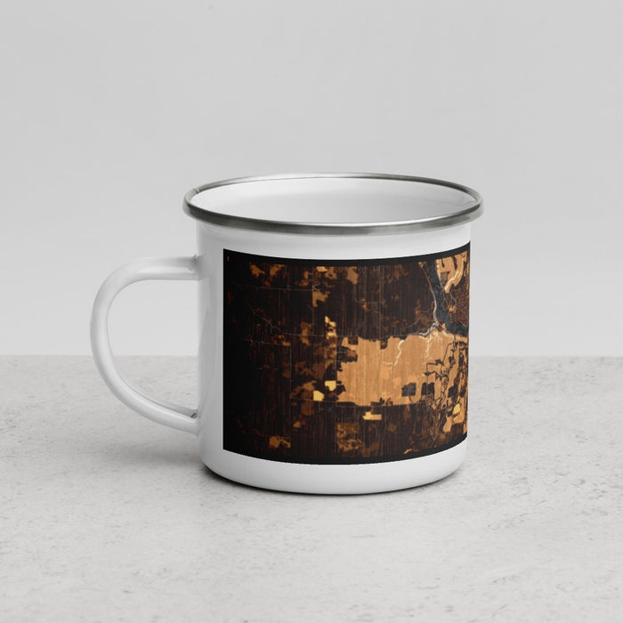 Left View Custom Houghton Michigan Map Enamel Mug in Ember
