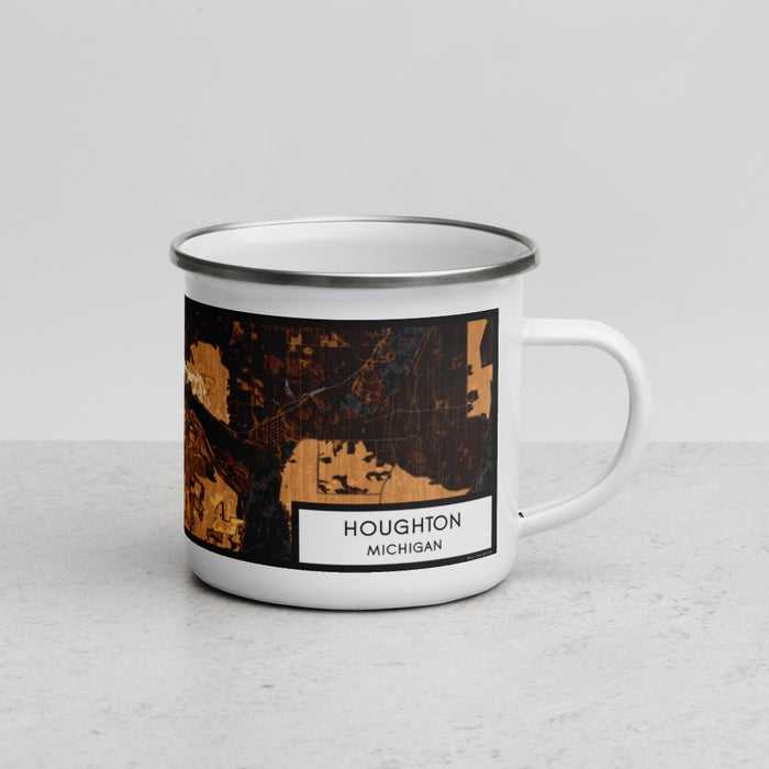 Right View Custom Houghton Michigan Map Enamel Mug in Ember