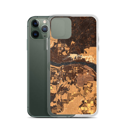 Custom Houghton Michigan Map Phone Case in Ember on Table with Laptop and Plant
