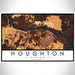 Houghton Michigan Map Print Landscape Orientation in Ember Style With Shaded Background