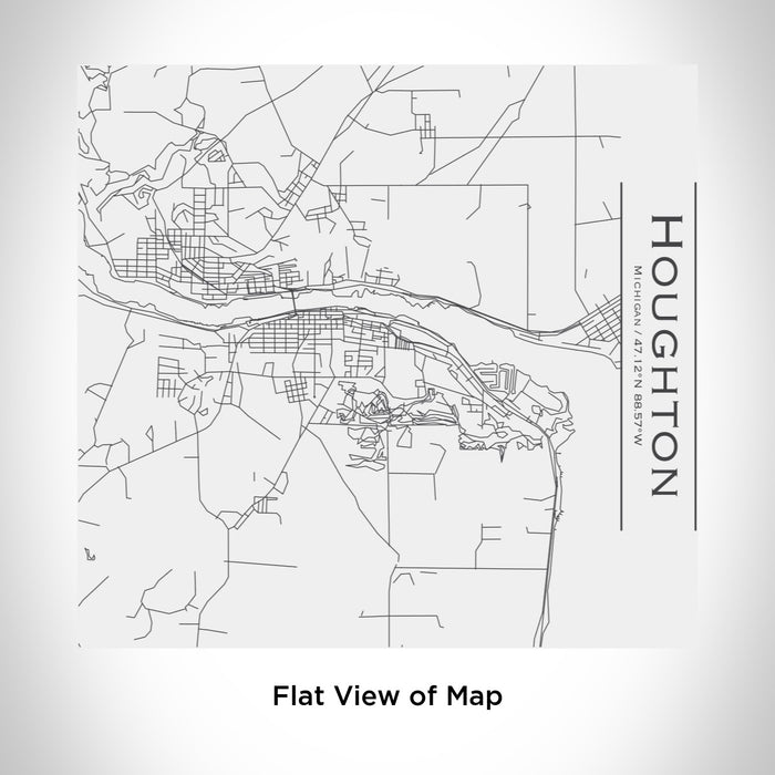 Rendered View of Houghton Michigan Map Engraving on 17oz Stainless Steel Insulated Tumbler in White