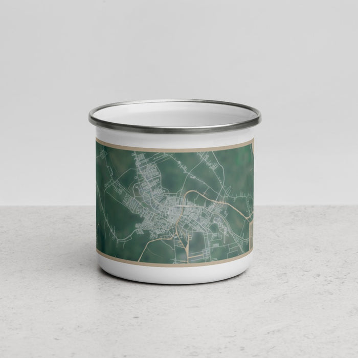 Front View Custom Houma Louisiana Map Enamel Mug in Afternoon