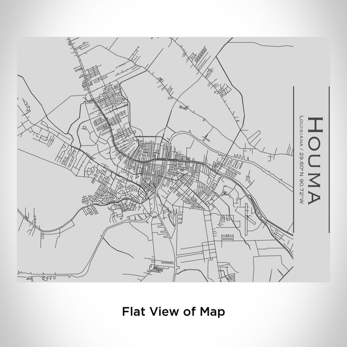 Rendered View of Houma Louisiana Map Engraving on 20oz Stainless Steel Insulated Bottle with Bamboo Top