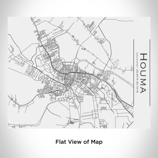 Rendered View of Houma Louisiana Map Engraving on 20oz Stainless Steel Insulated Bottle with Bamboo Top in White