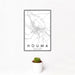 12x18 Houma Louisiana Map Print Portrait Orientation in Classic Style With Small Cactus Plant in White Planter