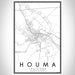 Houma Louisiana Map Print Portrait Orientation in Classic Style With Shaded Background