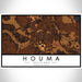 Houma Louisiana Map Print Landscape Orientation in Ember Style With Shaded Background