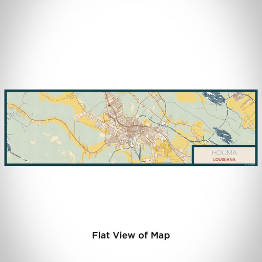 Flat View of Map Custom Houma Louisiana Map Enamel Mug in Woodblock