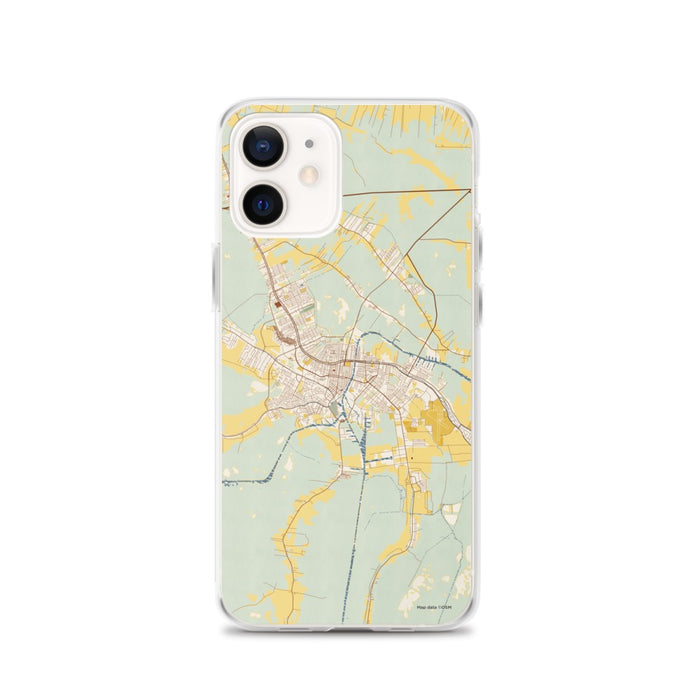 Custom Houma Louisiana Map iPhone 12 Phone Case in Woodblock