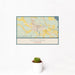 12x18 Houma Louisiana Map Print Landscape Orientation in Woodblock Style With Small Cactus Plant in White Planter