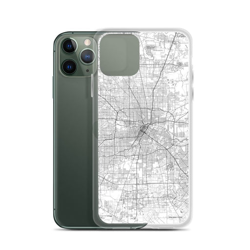 Custom Houston Texas Map Phone Case in Classic on Table with Laptop and Plant