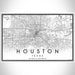 Houston Texas Map Print Landscape Orientation in Classic Style With Shaded Background