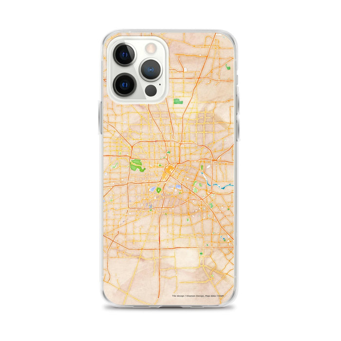 Custom Houston Texas Map iPhone 12 Pro Max Phone Case in Watercolor