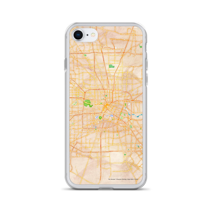 Custom Houston Texas Map iPhone SE Phone Case in Watercolor