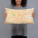 Person holding 20x12 Custom Houston Texas Map Throw Pillow in Watercolor