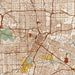 Houston Texas Map Print in Woodblock Style Zoomed In Close Up Showing Details