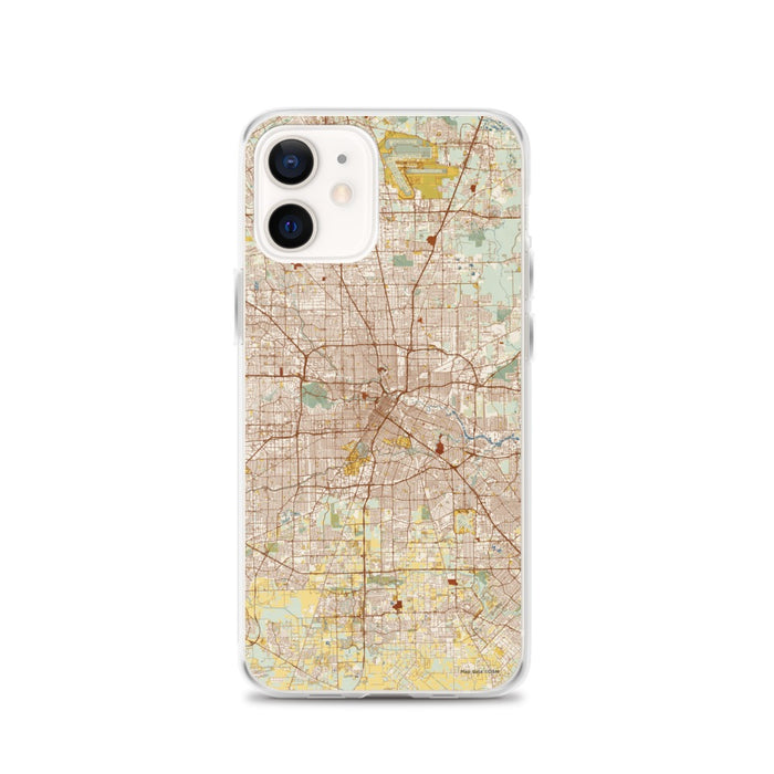 Custom Houston Texas Map iPhone 12 Phone Case in Woodblock