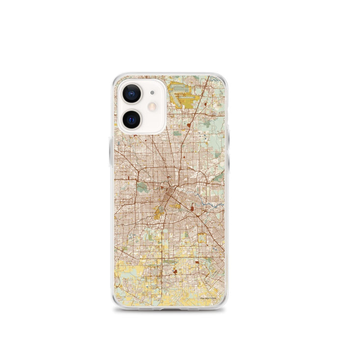 Custom Houston Texas Map iPhone 12 mini Phone Case in Woodblock