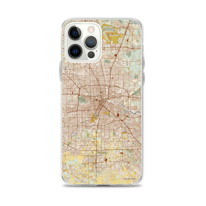 Custom Houston Texas Map iPhone 12 Pro Max Phone Case in Woodblock