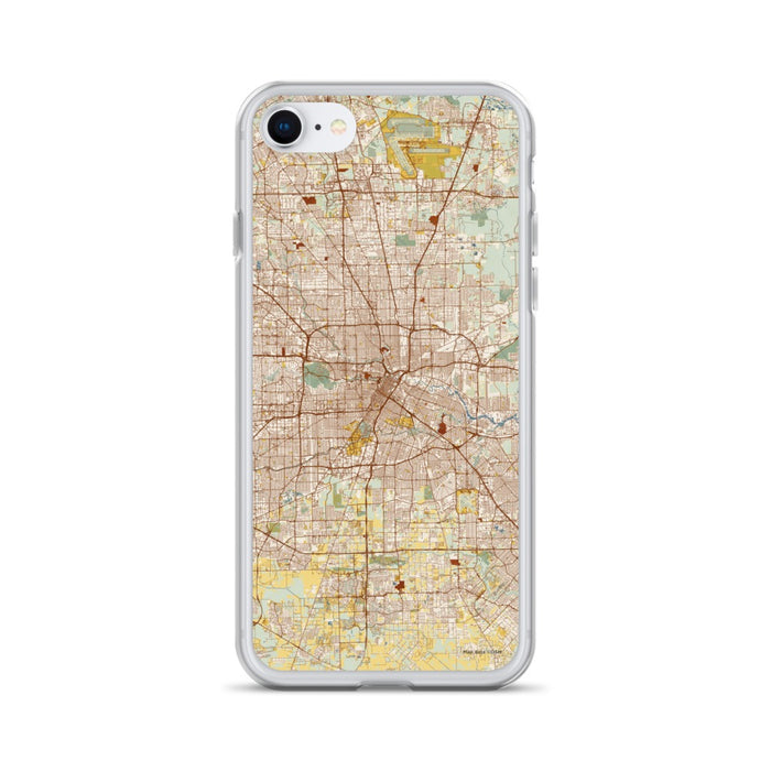 Custom Houston Texas Map iPhone SE Phone Case in Woodblock