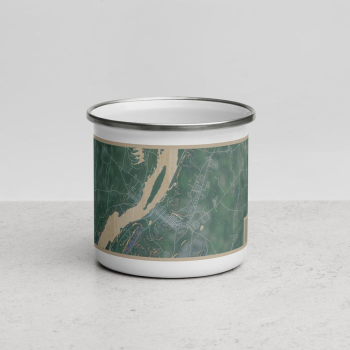 Front View Custom Hudson New York Map Enamel Mug in Afternoon