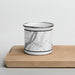 Front View Custom Hudson New York Map Enamel Mug in Classic on Cutting Board