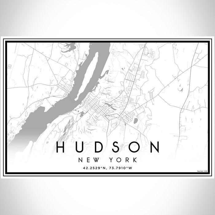 Hudson New York Map Print Landscape Orientation in Classic Style With Shaded Background
