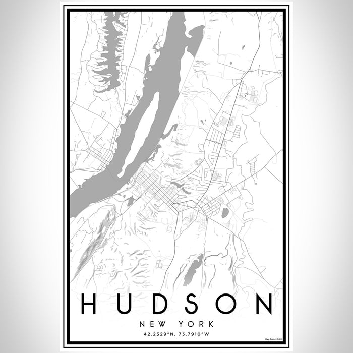 Hudson New York Map Print Portrait Orientation in Classic Style With Shaded Background