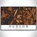 Hudson New York Map Print Landscape Orientation in Ember Style With Shaded Background