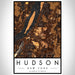 Hudson New York Map Print Portrait Orientation in Ember Style With Shaded Background