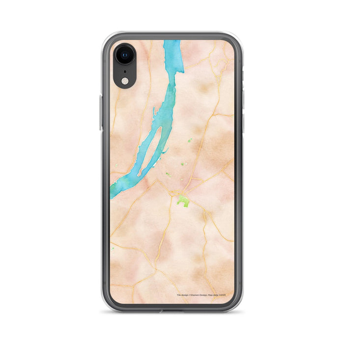 Custom iPhone XR Hudson New York Map Phone Case in Watercolor