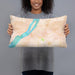 Person holding 20x12 Custom Hudson New York Map Throw Pillow in Watercolor