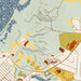 Hudson New York Map Print in Woodblock Style Zoomed In Close Up Showing Details