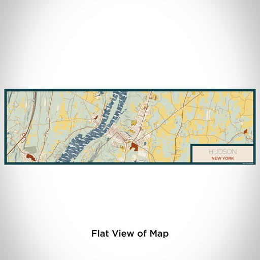 Flat View of Map Custom Hudson New York Map Enamel Mug in Woodblock