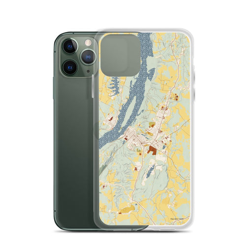 Custom Hudson New York Map Phone Case in Woodblock
