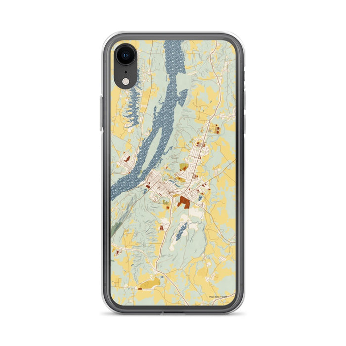 Custom iPhone XR Hudson New York Map Phone Case in Woodblock