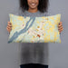 Person holding 20x12 Custom Hudson New York Map Throw Pillow in Woodblock