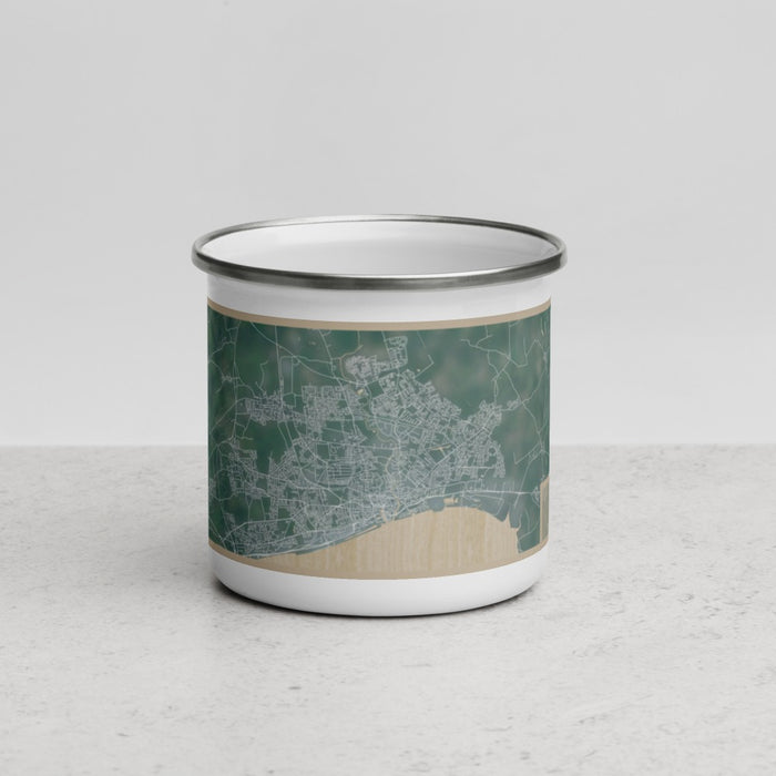 Front View Custom Hull England Map Enamel Mug in Afternoon