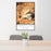 24x36 Humphreys Peak Arizona Map Print Portrait Orientation in Ember Style Behind 2 Chairs Table and Potted Plant
