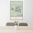 24x36 Humphreys Peak Arizona Map Print Portrait Orientation in Woodblock Style Behind 2 Chairs Table and Potted Plant