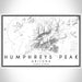 Humphreys Peak Arizona Map Print Landscape Orientation in Classic Style With Shaded Background