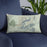 Custom Humphreys Peak Arizona Map Throw Pillow in Woodblock on Blue Colored Chair