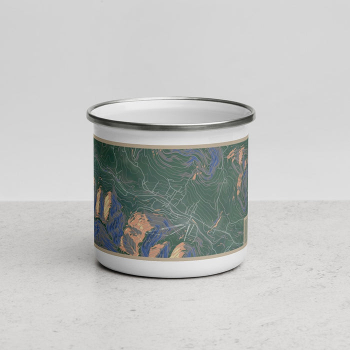 Front View Custom Hunter New York Map Enamel Mug in Afternoon